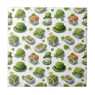 St. Patrick’s Day Sushi-Rollen & Kleeblatt Fliese