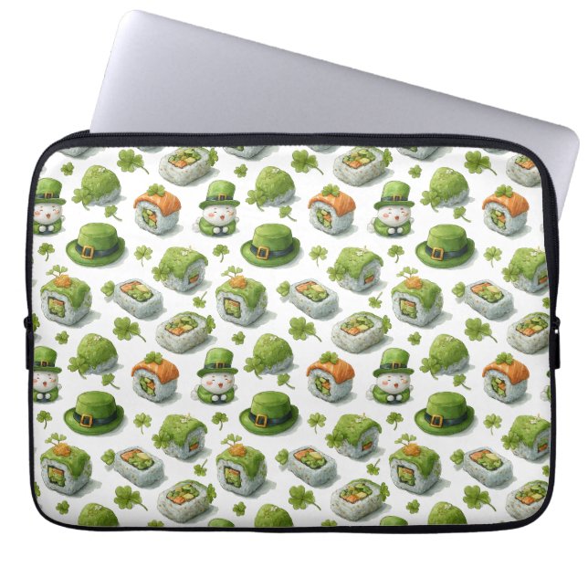 St. Patrick’s Day Sushi-Rollen & Kleeblatt Laptopschutzhülle (Vorderseite)