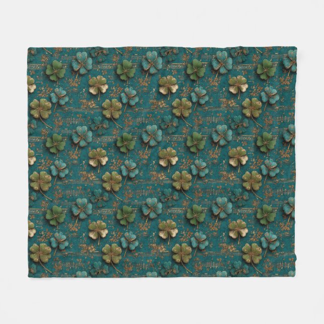 St. Patrick’s Day Vintage-Shamrock-Musik Fleecedecke (Vorderseite (Horizontal))