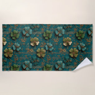 St. Patrick’s Day Vintage-Shamrock-Musik Strandtuch