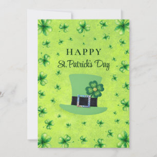 St. Patrick’s Day Wasserfarbe-Shamrock auf grünem Feiertagskarte