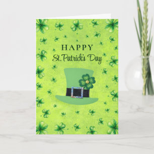 St. Patrick’s Day Wasserfarbe-Shamrock auf grünem Karte