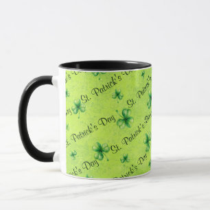 St. Patrick’s Day Wasserfarbe-Shamrock auf grünem Tasse