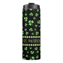 St. Patrick’s Day Wasserfarbe-Shamrock auf Schwarz
