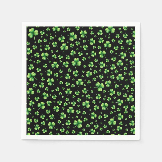 St. Patrick’s Day Wasserfarben-Kleeblatt auf Schwa Serviette (Vorderseite)