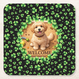 St. Patrick’s Day Wasserfarben-Kleeblatt mit Foto Rechteckiger Pappuntersetzer