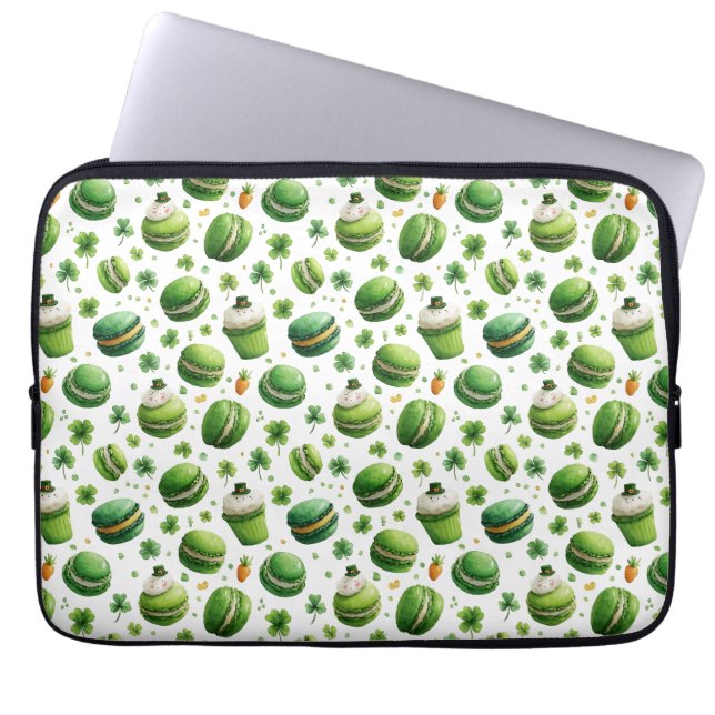 St. Patrick’s Day Watercolor Macaron & Shamrock  Laptopschutzhülle (Vorderseite)
