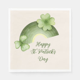 St. Patrick’s Day – Watercolor Shamrock Rainbow Serviette