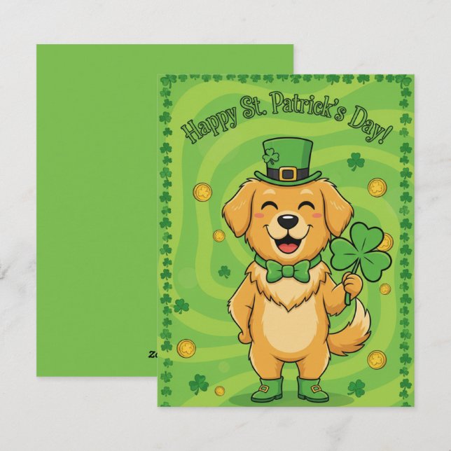 St. Patrick’s Tag Karte Glücklicher Irischer Hund (Vorne/Hinten)