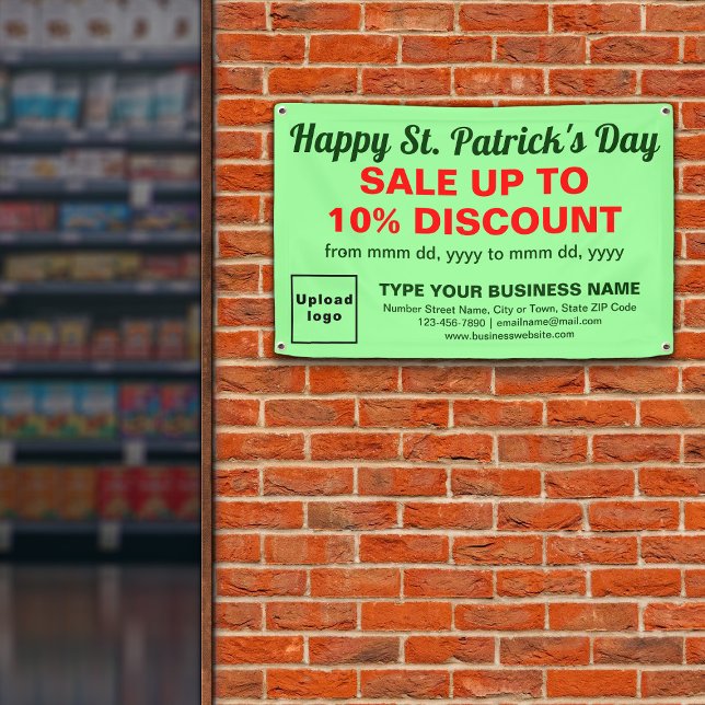 St. Patrick Sale on Light Green Rectangle Banner (Attract more customers. Business Saint Patrick sale on light green rectangle banner.)
