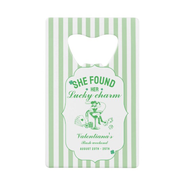 St patrick she found her lucky charm  bachelorette geldbeutel flaschenöffner (Vorderseite)