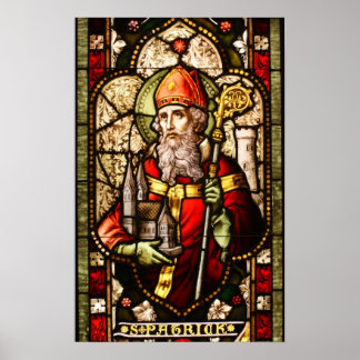 St. Patrick Stains Glas Art Deco Poster