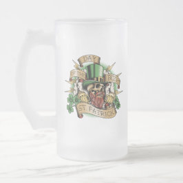 St. Patrick, Tag der Bier, Schädel, Leprechaun, Mattglas Bierglas