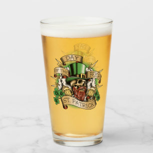 St. Patrick, Tag des Biers, Totenkopf, Leprechaun, Glas