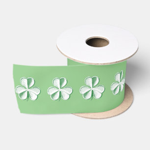 St Patrick Tag gezeichneter Klee/Kleeblatt Satinband