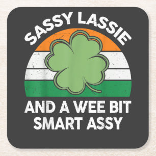 St. Patrick Tag Sassy Lassie Lustiger Shamrock Iri Rechteckiger Pappuntersetzer