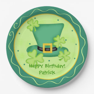 St Patrick Tagesalles- Gute zum Geburtstagname Pappteller