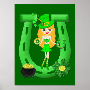 St Patrick Tagesblonder Mädchen-Kobold Poster