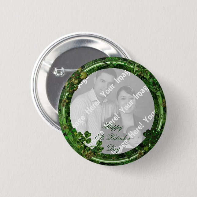 St Patrick TagesFoto-Knopf Button (Vorne & Hinten)