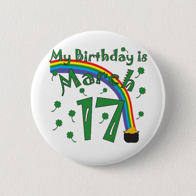 St Patrick Tagesgeburtstag Button (Vorderseite)