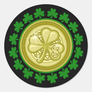 St Patrick Tagesglückliche Münzen-Grafik Runder Aufkleber