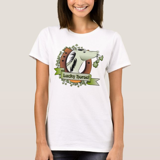 St Patrick Tagesglückliches Pferd T-Shirt (Vorderseite)