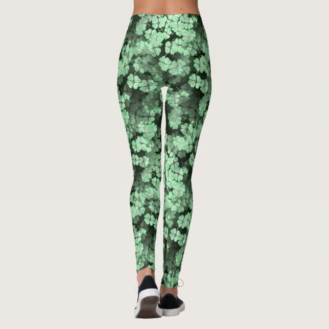 St Patrick Tagesgrün-Kleeblatt-Wald Leggings (Rückseite)