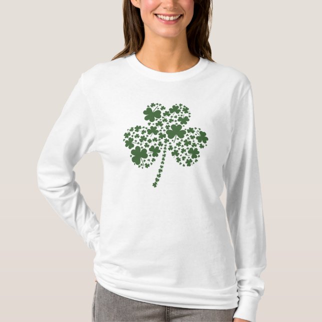 St Patrick Tagesirischer Kleeblatt-Klee T-Shirt (Vorderseite)