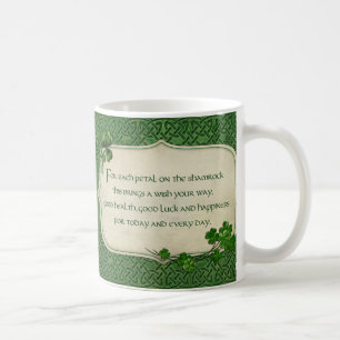 St Patrick Tagesirischer Kleeblatt-Segen Kaffeetasse