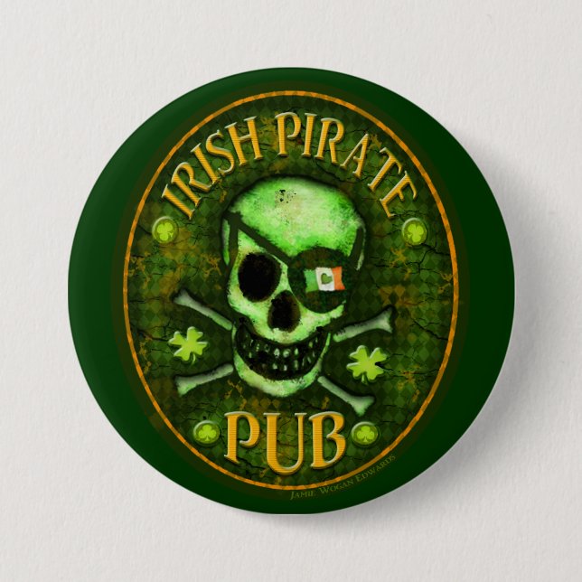 St Patrick Tagesirischer Piraten-Kneipen-Knopf Button (Vorderseite)