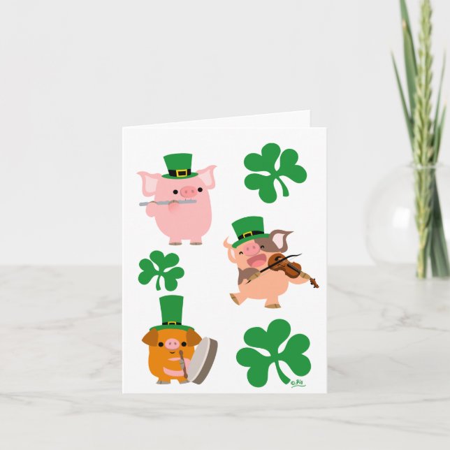 St Patrick Tageskleines Musiker notecard Karte (Vorderseite)