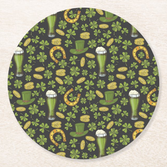 St Patrick Tagesmuster Runder Pappuntersetzer (Vorderseite)