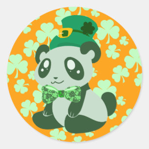 St Patrick Tagespanda Runder Aufkleber