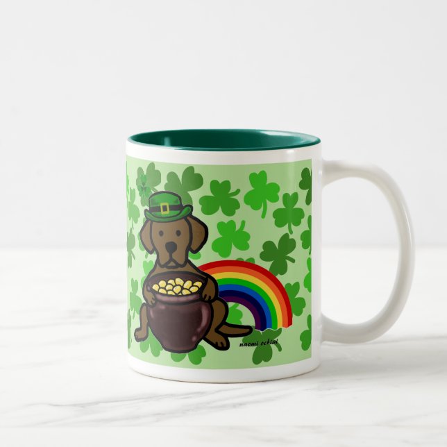 St Patrick Tagesschokolade Labrador Zweifarbige Tasse (Rechts)