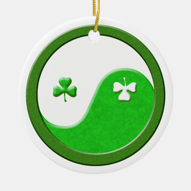 St Patrick trifft Taoismus Yin Yang Keramik Ornament (Vorne)