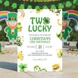 St Patrick Two Lucky Birthday Invitation Einladung