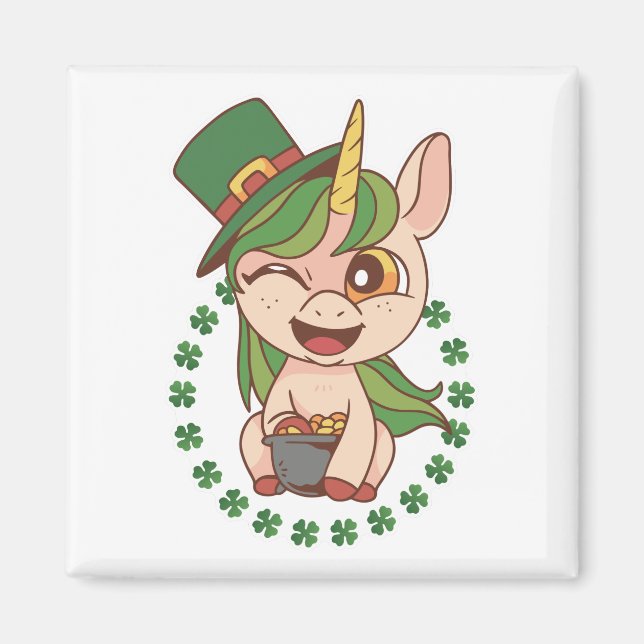 St Patrick Unicorn Magnet (Vorne)