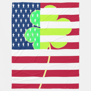 St. Patrick USA Irland Kleeblatt American Flag Fleecedecke
