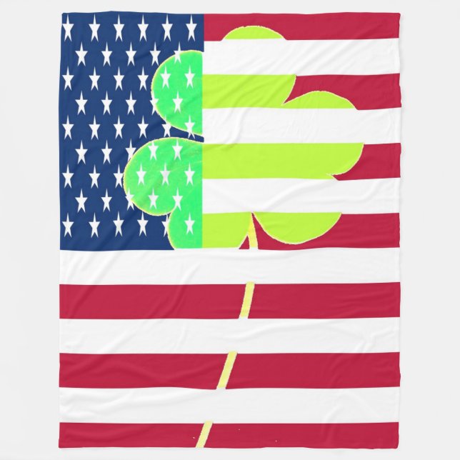 St. Patrick USA Irland Kleeblatt American Flag Fleecedecke (Vorderseite)