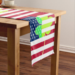 St. Patrick USA Irland Kleeblatt American Flag Großer Tischläufer