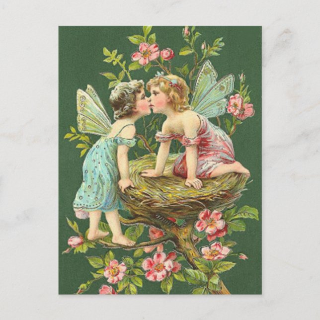 St. Patrick Vintage Feen Postkarte (Vorderseite)