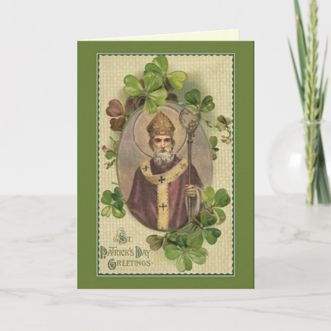 St PatrickBishop Shamrocks Prayer Irish Karte (Vorderseite)