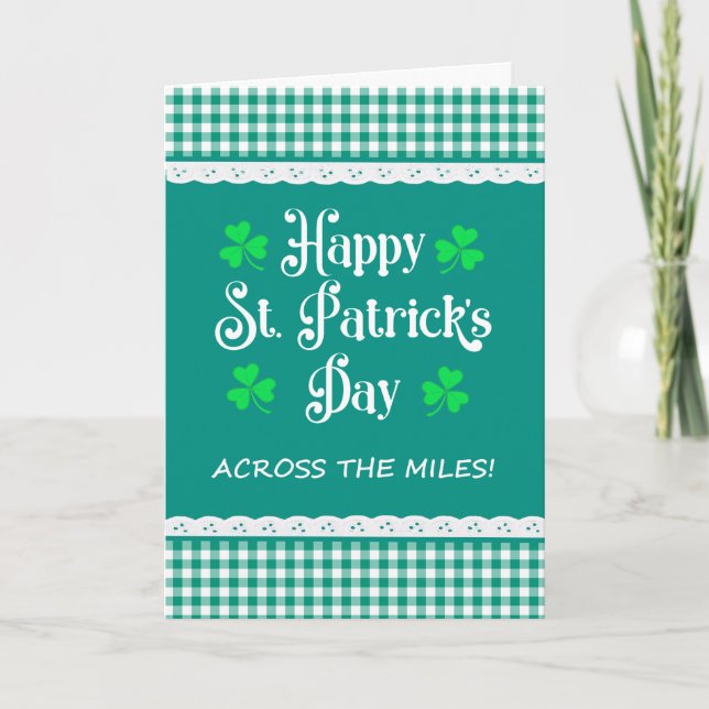 St Patrick's Across the Miles Kleeblatt Green Karo Karte (Vorderseite)