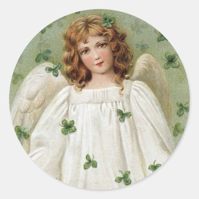 St. Patricks Angel bringt Ihnen viel Glück Runder Aufkleber (Vorderseite)