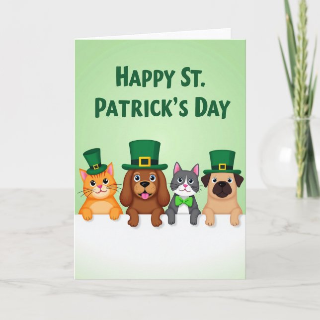 St Patricks Animal Friends Holiday Card Karte (Vorderseite)