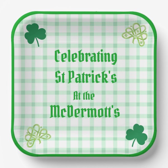 St Patricks Aquarell Grün Kleeblätter Pappteller (Vorderseite)