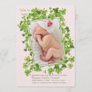 St. Patrick's Baby Girl Foto Geburtserklärung Ankündigung
