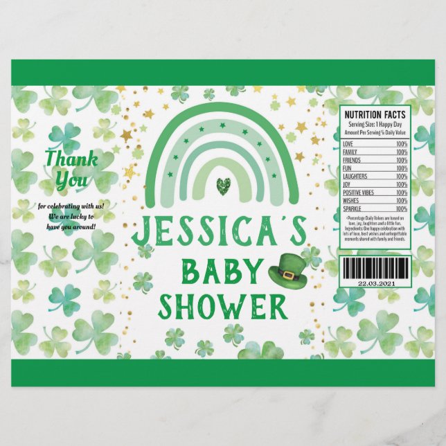 St Patrick's Baby Shower Gefallen Chip Bag Wrapper Flyer (Vorne)
