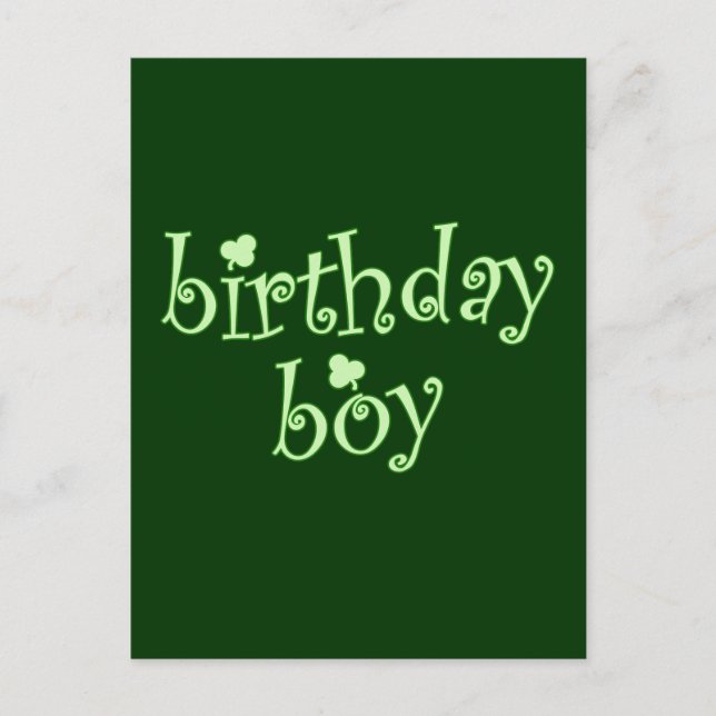 St Patrick's Birthday Boy mit Kleeblättern Postkarte (Vorderseite)