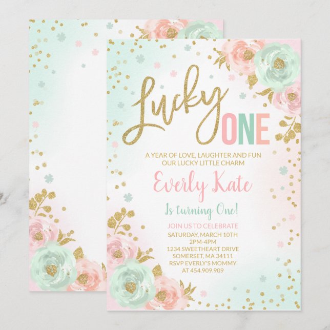 St. Patrick's Birthday Einladung Lucky One Party (Vorne/Hinten)